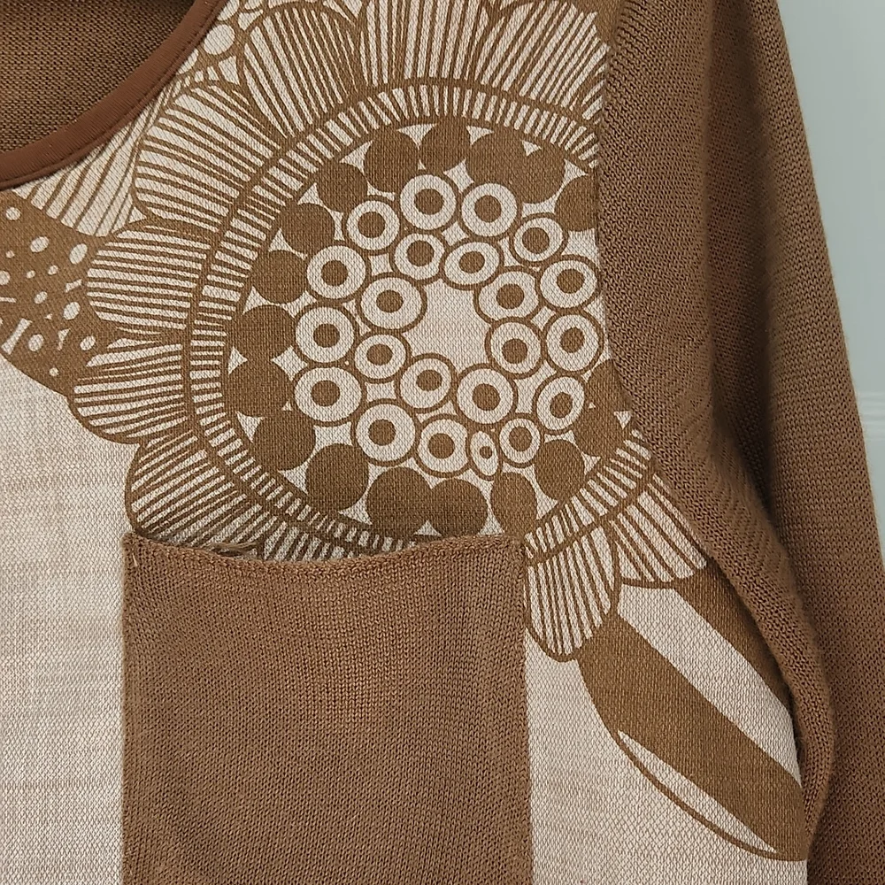 Aoyidao, Women's L Medium Brown Jerse Sleeves, Linen Fabric w Design Front/Back - Picture 2 of 8